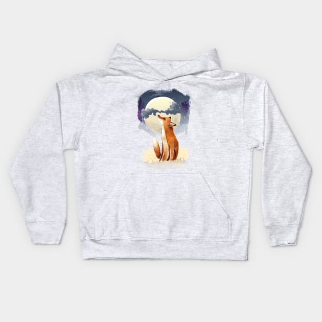 The fox and the moon Kids Hoodie by Dilectum